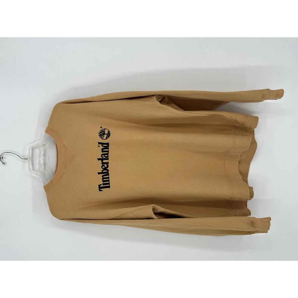 Timberland Weathergear Men's Large Cotton Polyester Blend Sweatshirt Tan Logo‎